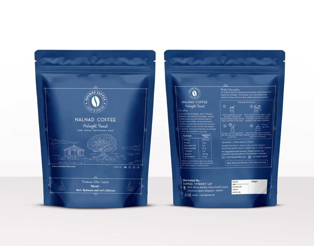 A packet of Nalnad Midnight Roast